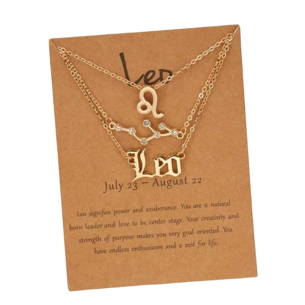 Zodiac 3 Piece Charm Necklace Leo 12$